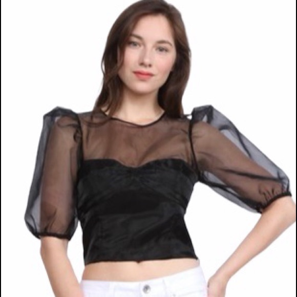 QUEEN CONTRAST  SHEER TOP - Picture 2 of 3